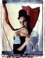 Petra mit roter Seide  polaroid, polaroid grossformat, photo by werner pawlok, unikat, fine art photography, art, kunst, fotografie, akt, halbakt, the polaroid collection