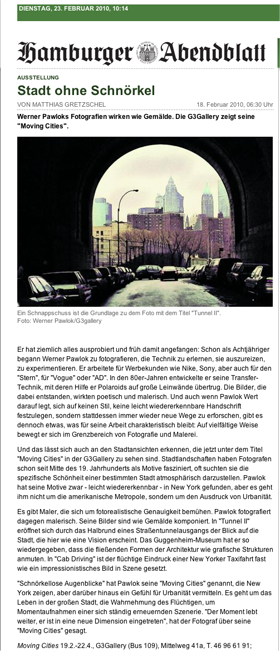 Abendblatt - moving cities Abendblatt, moving cities, Werner Pawlok, Photography,