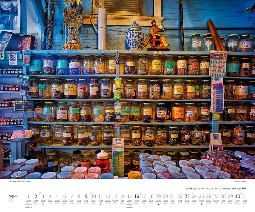August 2020 Spuren der Zeit 2020, New Orleans, Calendar, Kalender 2020, Werner Pawlok