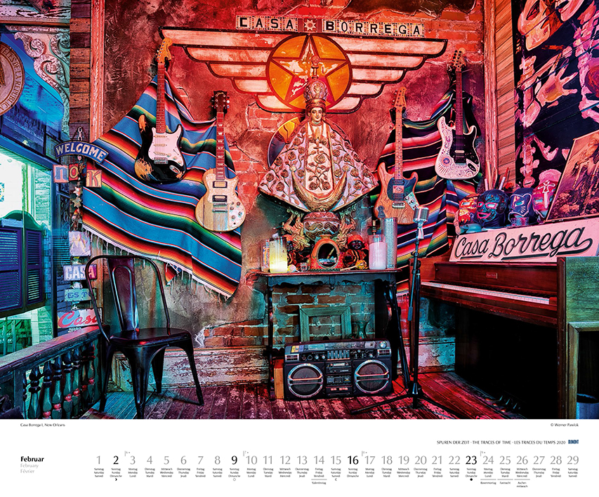 February 2020 Spuren der Zeit 2020, New Orleans, Calendar, Kalender 2020, Werner Pawlok February 2020 Spuren der Zeit 2020, New Orleans, Calendar, Kalender 2020, Werner Pawlok