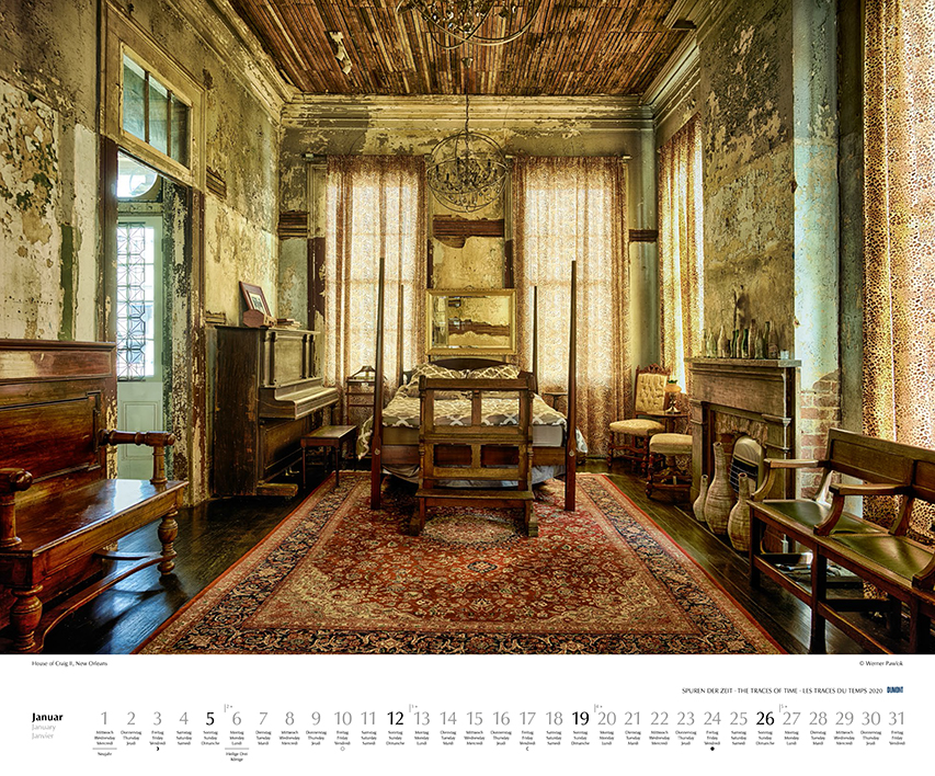 January 2020 Spuren der Zeit 2020, New Orleans, Calendar, Kalender 2020, Werner Pawlok