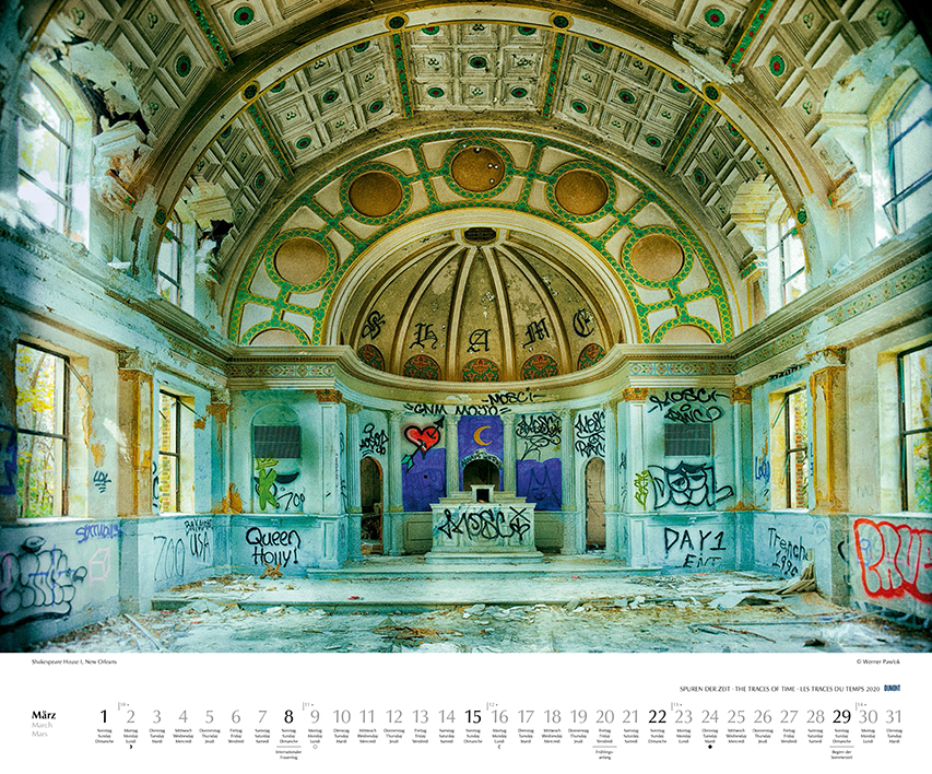 March 2020 Spuren der Zeit 2020, New Orleans, Calendar, Kalender 2020, Werner Pawlok