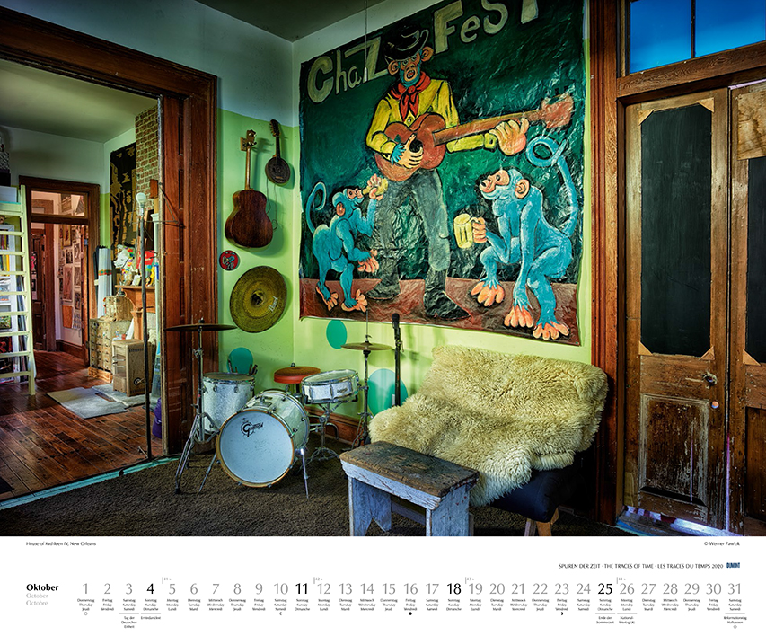 October 2020 Spuren der Zeit 2020, New Orleans, Calendar, Kalender 2020, Werner Pawlok