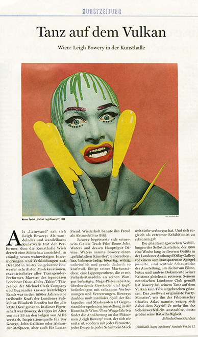 Kunstzeitung Jan 2013 Kunstzeitung, Leigh Bowery, Werner Pawlok, Photography, Fotografie